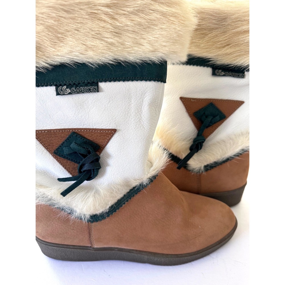 90s Garden Sport Apres Ski Boots Size 39/US 8 Fur Trim Made in Italy Cabin Core
